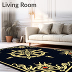 Golden Compass With Floral Accents Rug