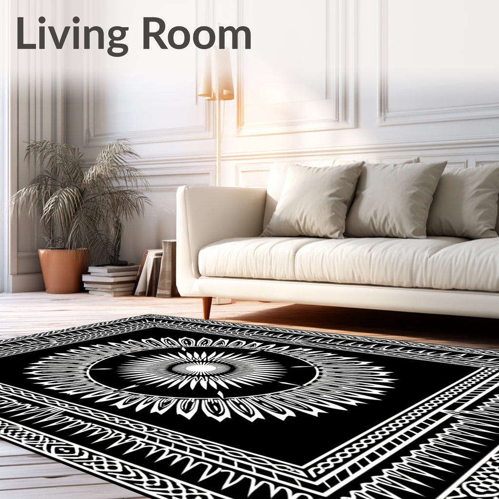 Radial Sunburst With Intricate Border Design Rug