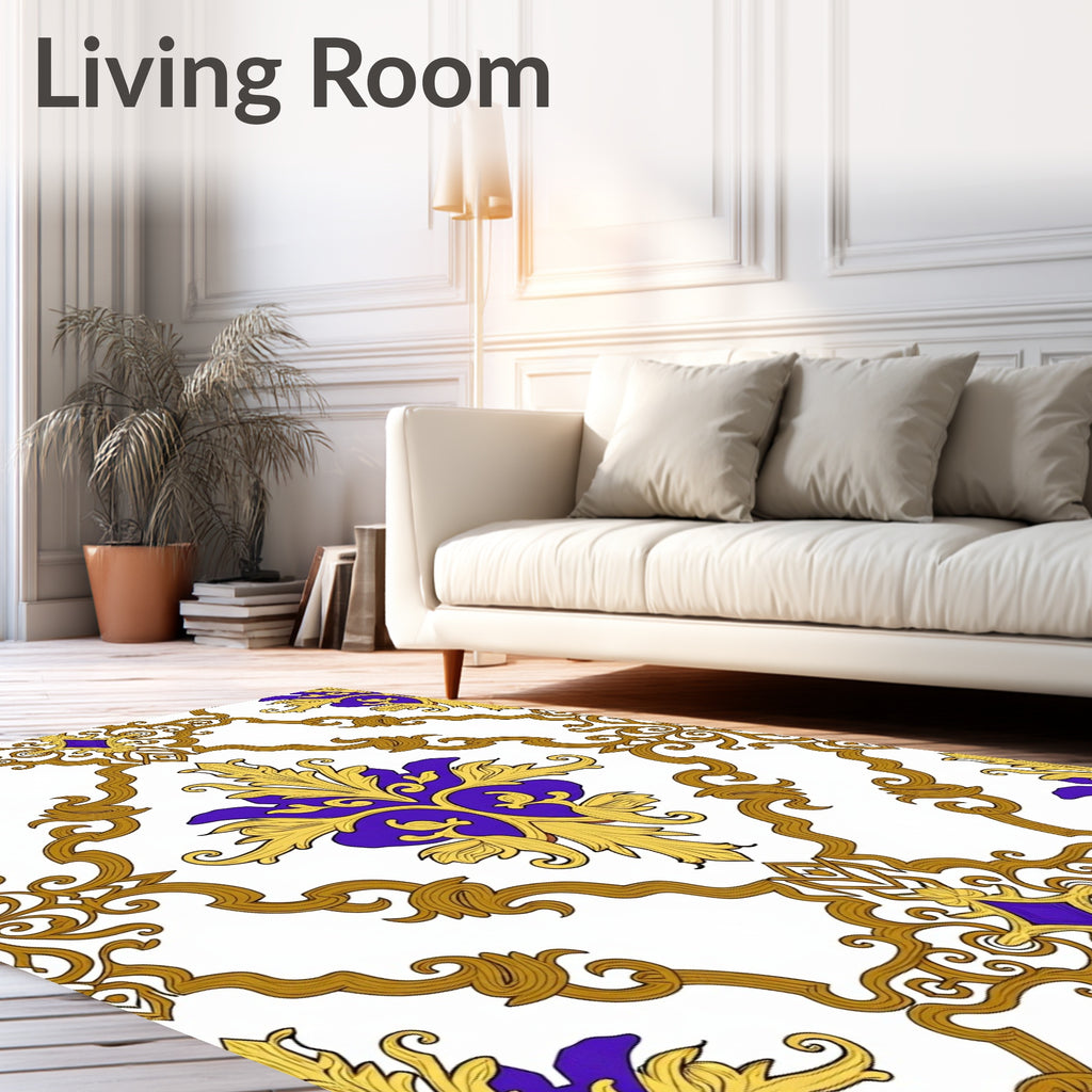Regal Gold Purple Damask Style Rug