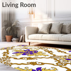 Regal Gold Purple Damask Style Rug