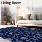 Delicate White Floral Vine Pattern Rug