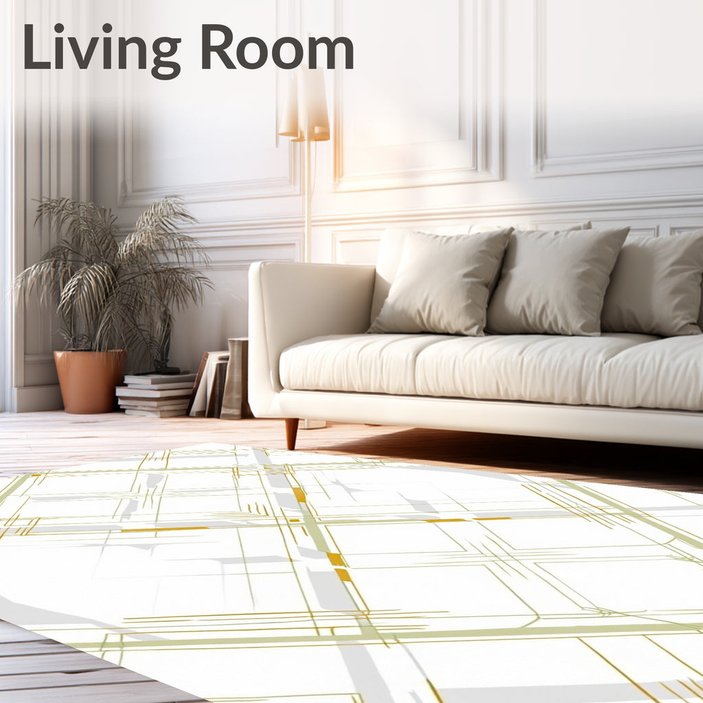 Gold and White Diamond Geo Rug