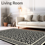 Intricate Black White Ornamental Rug