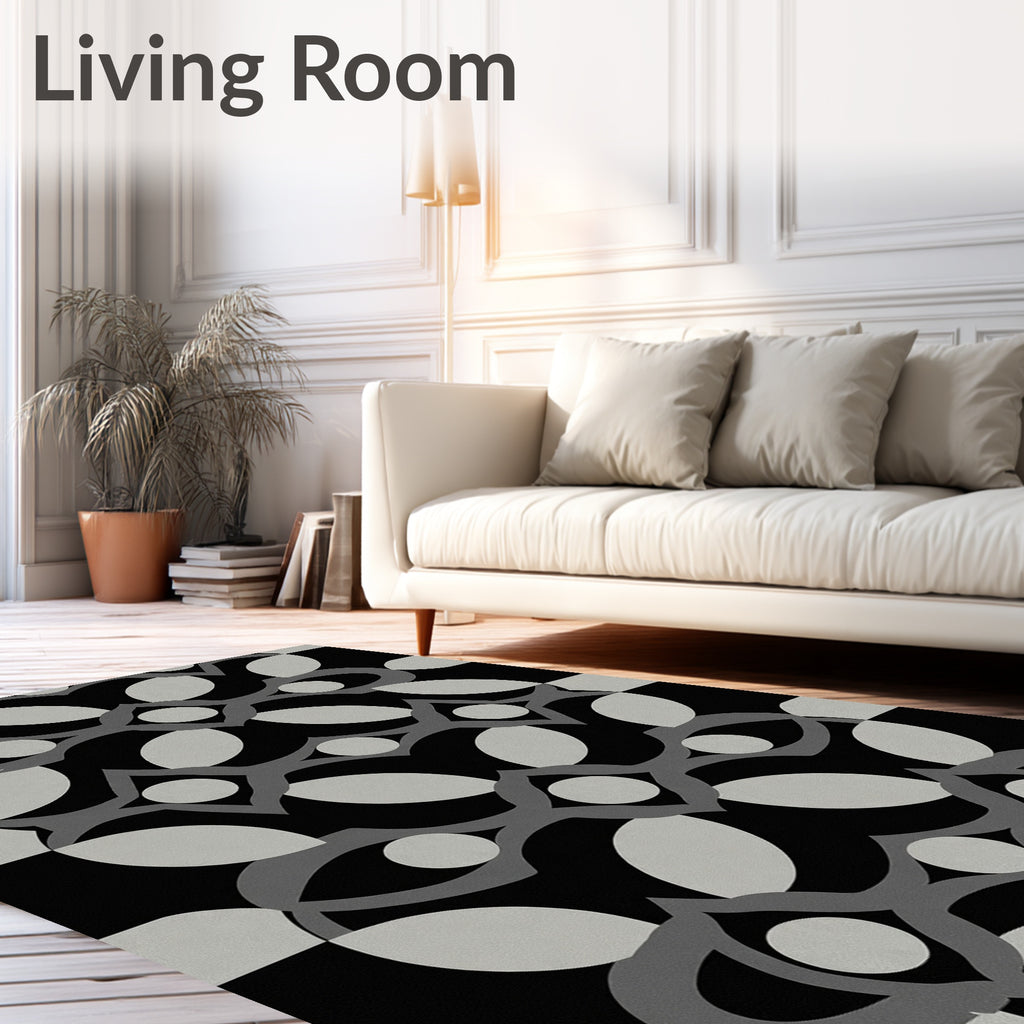 Abstract Geometric Black and Grey Design Rug