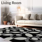 Abstract Geometric Black and Grey Design Rug