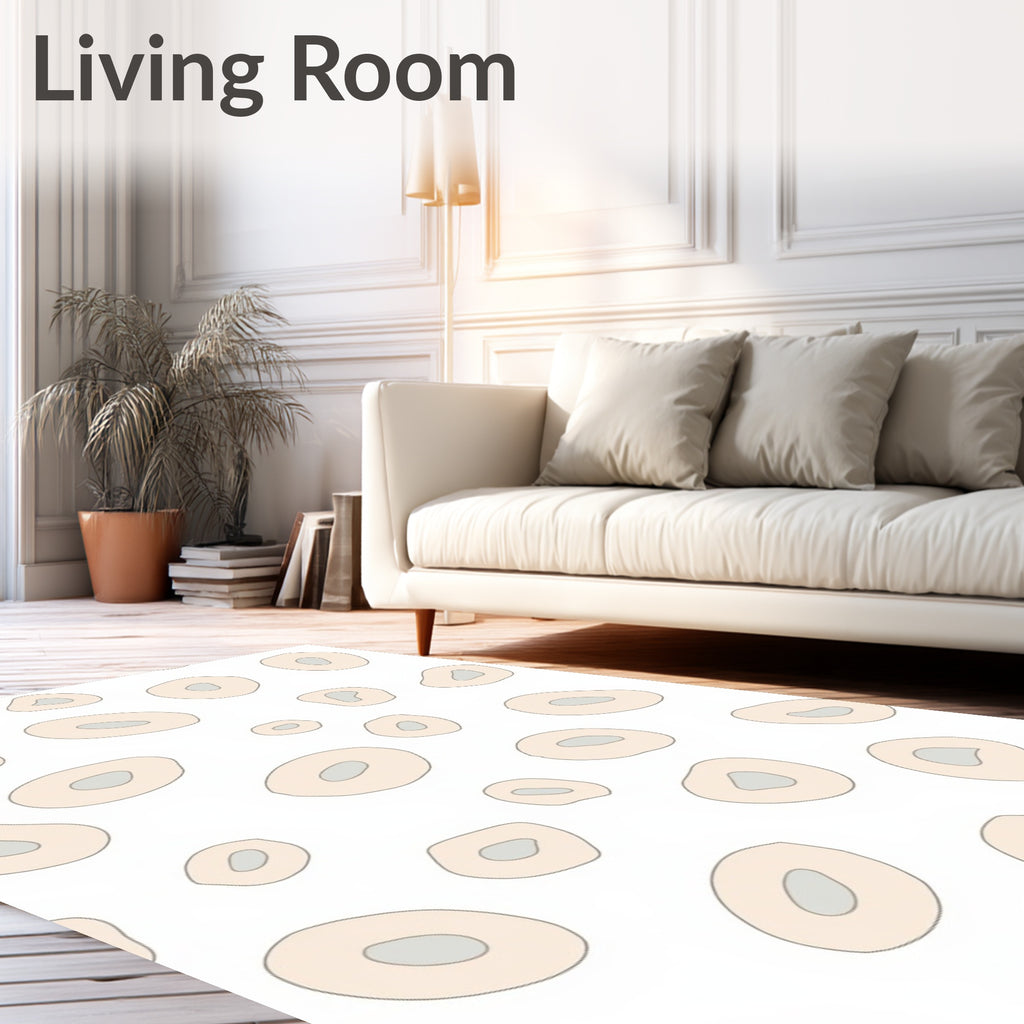 Pale Peach Abstract Ovals Scattered Rug