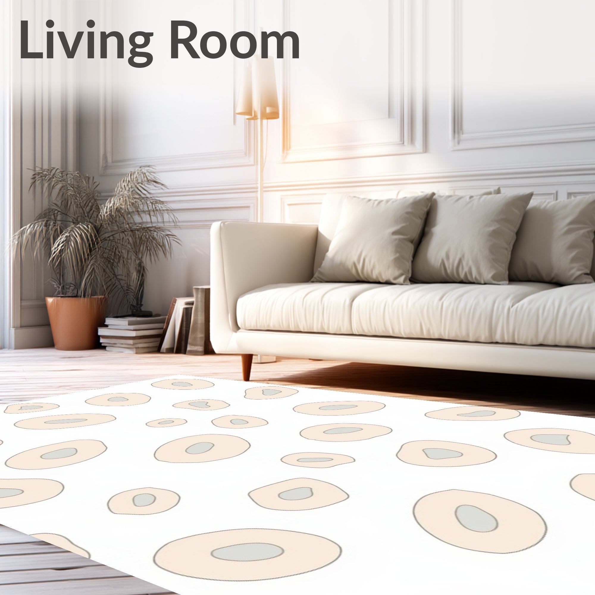 Pale Peach Abstract Ovals Scattered Rug