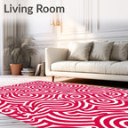 Crimson Swirling Abstract Line Rug