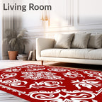 Regal White Floral Scroll Pattern Rug