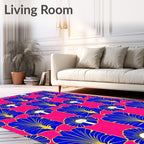 Royal Blue Fan Patterned Pink Rug