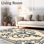 Elegant Floral Vine Scroll Design Rug