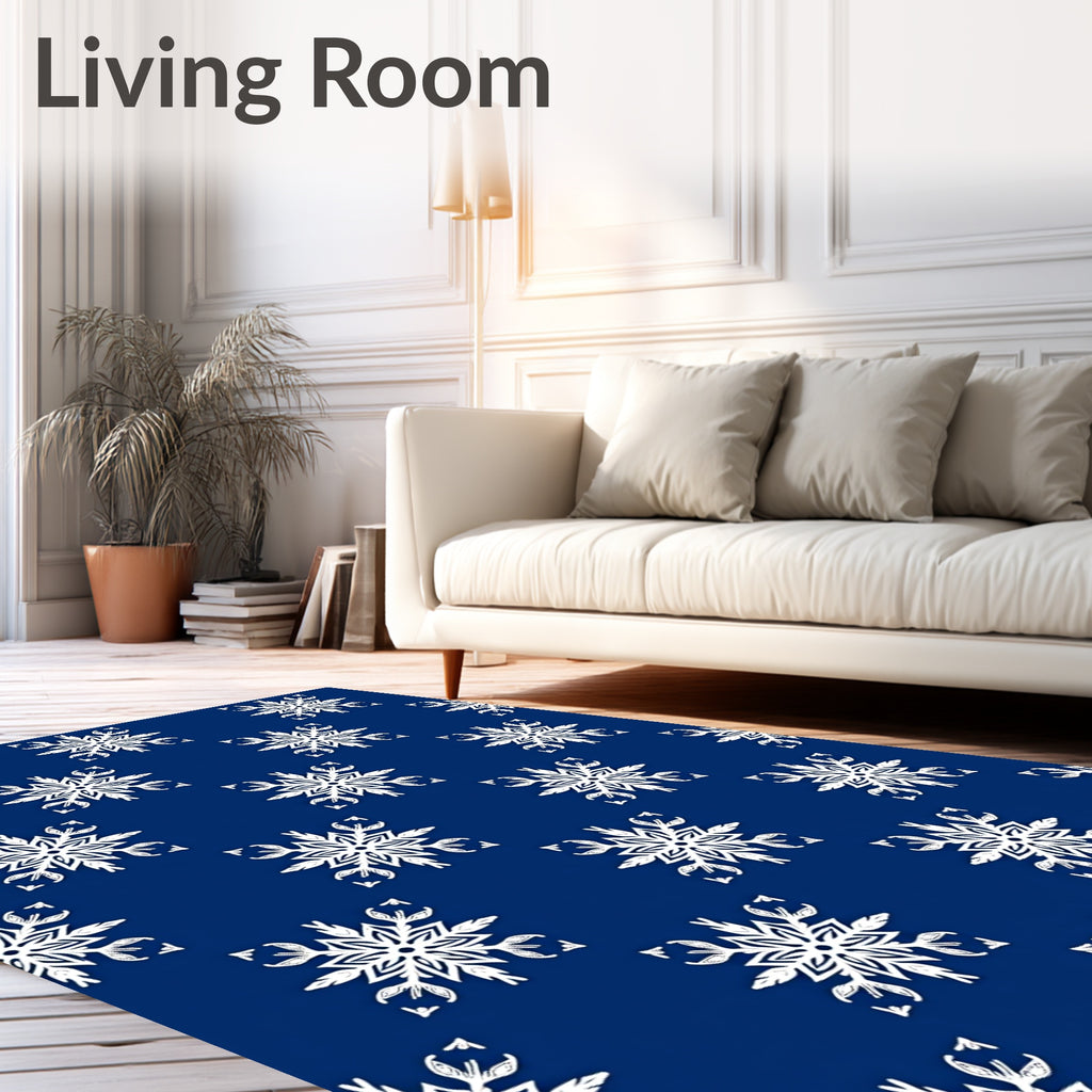 Deep Blue Snowflake Mandala Repeat Rug