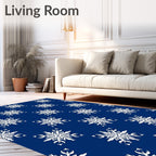 Deep Blue Snowflake Mandala Repeat Rug