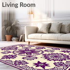 Floral Mandala Patterned Cream Rug