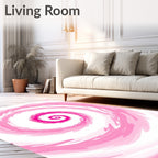 Pink Swirl Brushstroke Pattern Rug