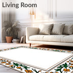 Ornate Floral Vine Border Design Rug