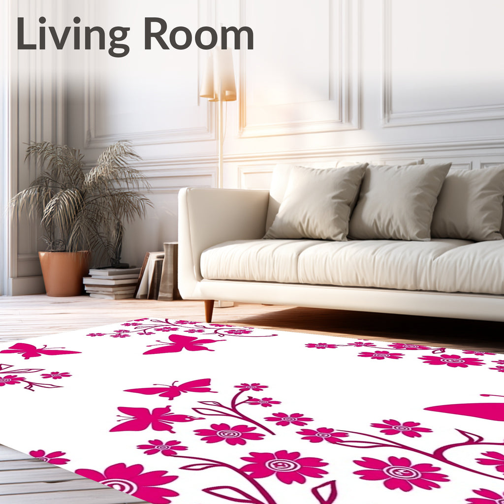 Floral And Butterfly Garden Design Rug