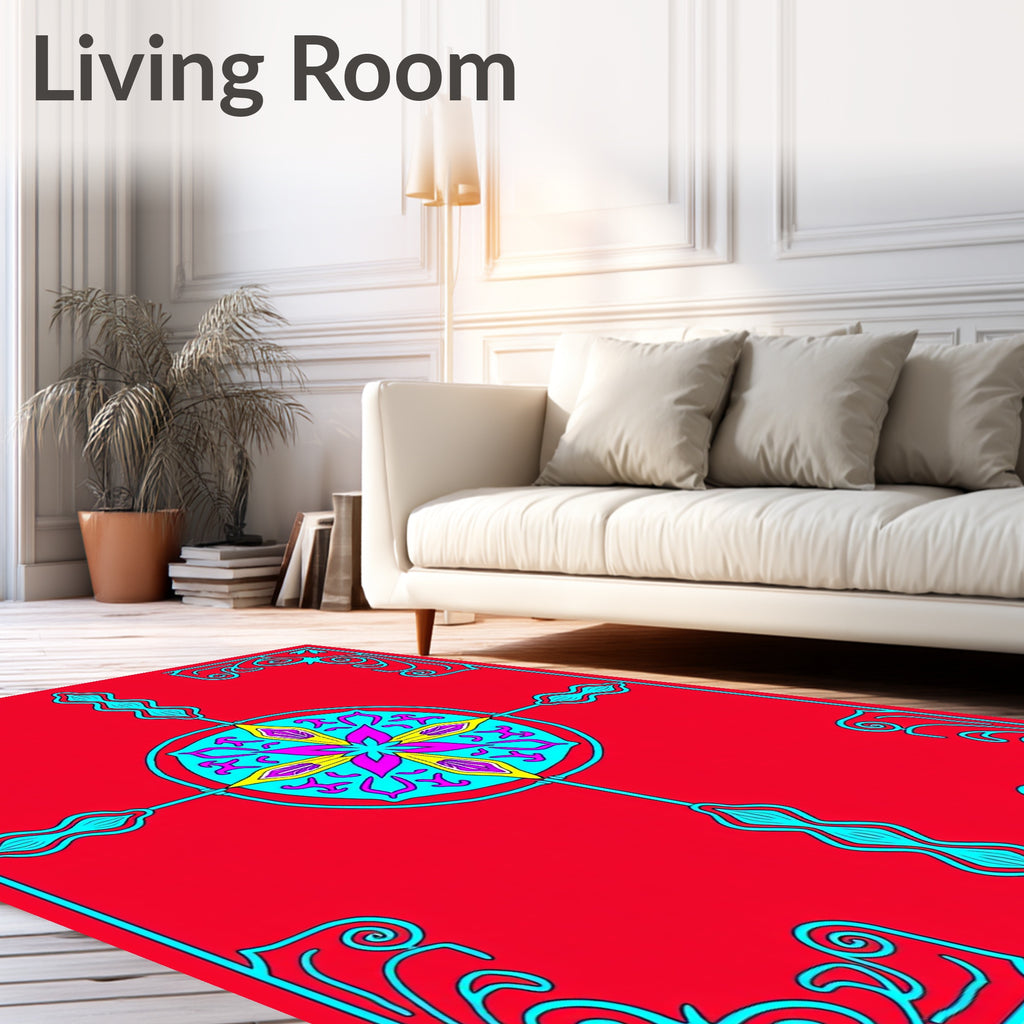 Vibrant Floral Starburst Mandala Rug