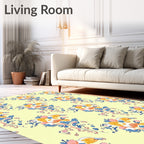 Scrolled Floral Pattern with Orchid Accents Rug
