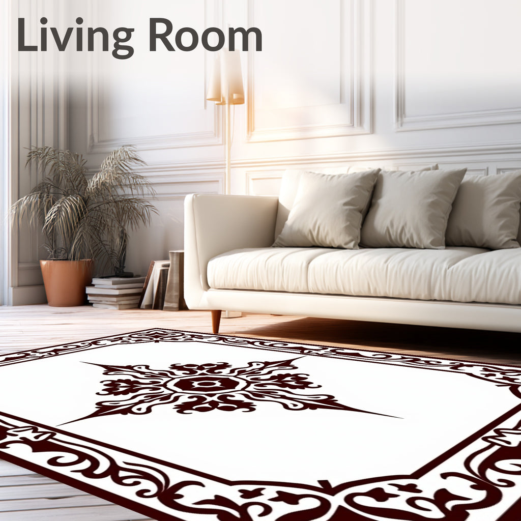 Ornate Dark Red Floral Medallion Rug