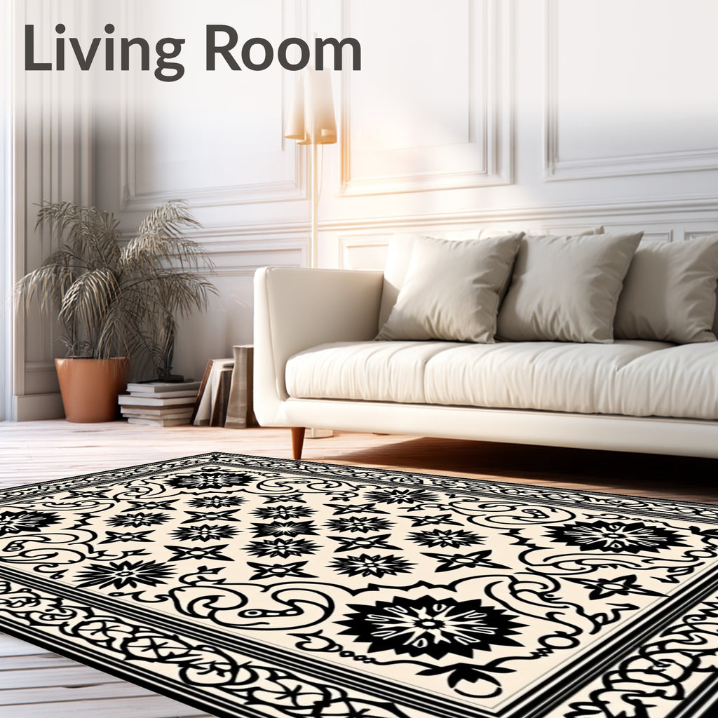 Vintage Floral And Star Pattern Rug