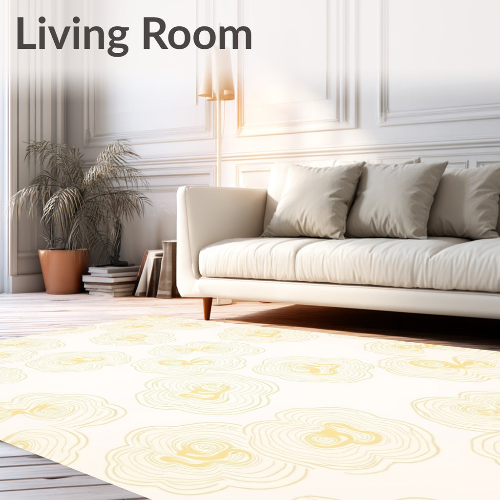 Soft Yellow Swirl Abstract Pattern Rug