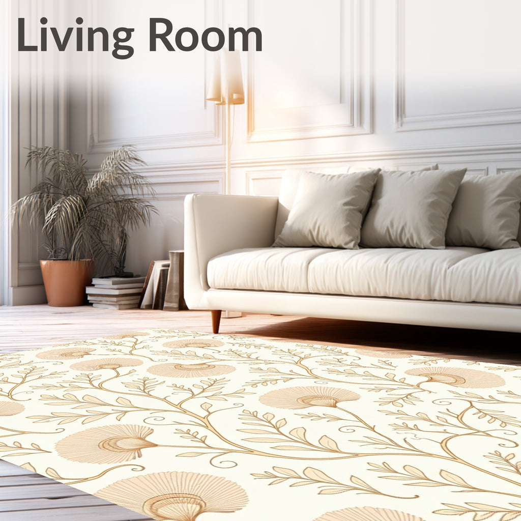 Vintage Botanical Branch Leaf Pattern Rug