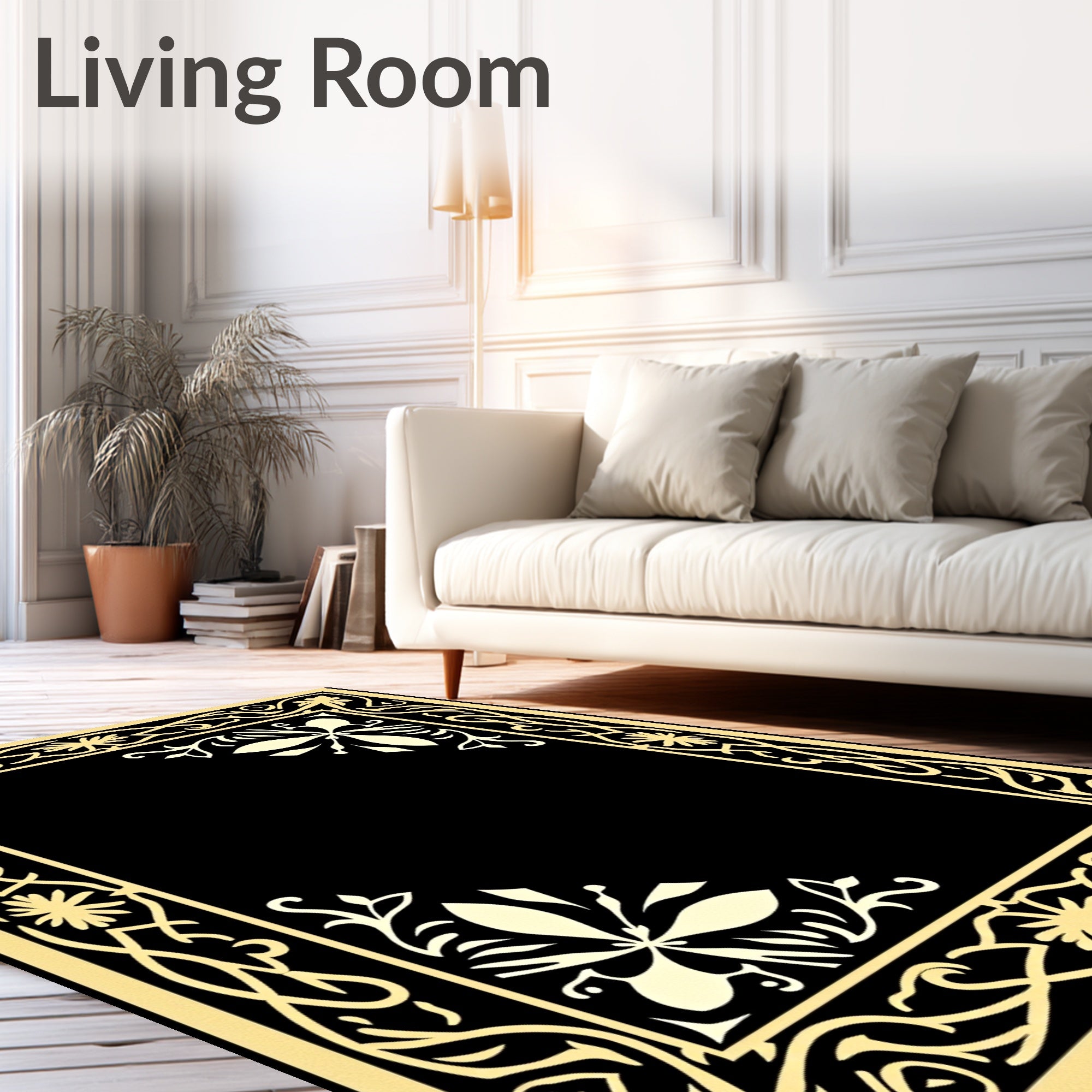 Elegant Floral Border Design Rug