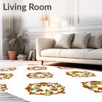 Brown Floral Medallion Pattern Rug