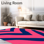 Bold Pink Navy Chevron Pattern Rug