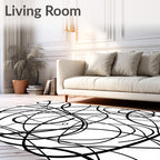 Abstract Black Line Art Rug