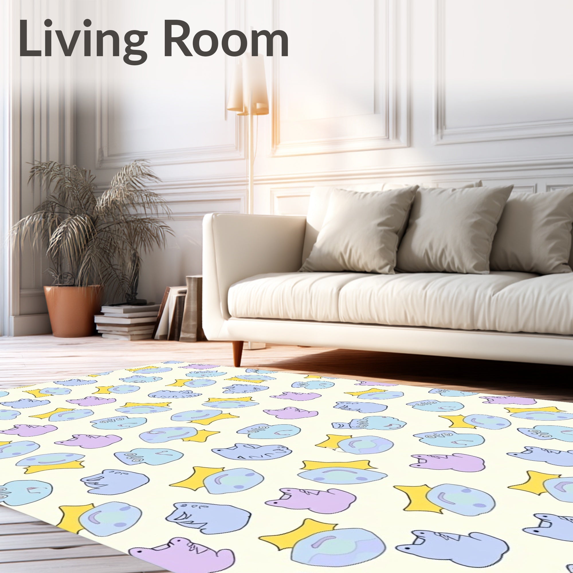 Cute Frog Pond Pattern Rug