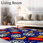 Bold Red Yellow Wheel Pattern Rug