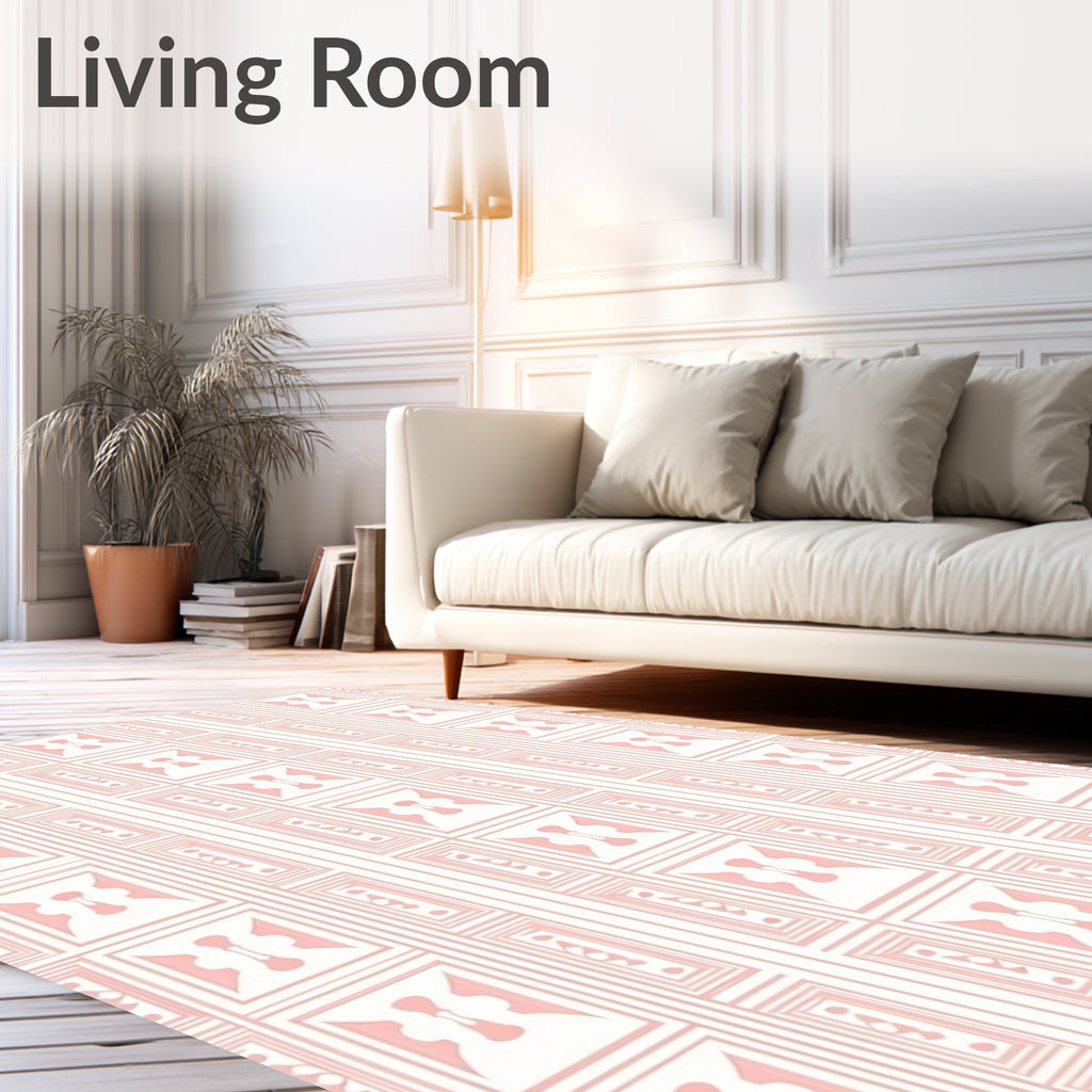 Geometric Soft Pink Nested Rectangles Rug