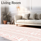 Geometric Soft Pink Nested Rectangles Rug