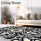 Intricate Scrollwork Floral Damask Pattern Rug