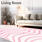 Soft Pink Wavy Line Design Rug