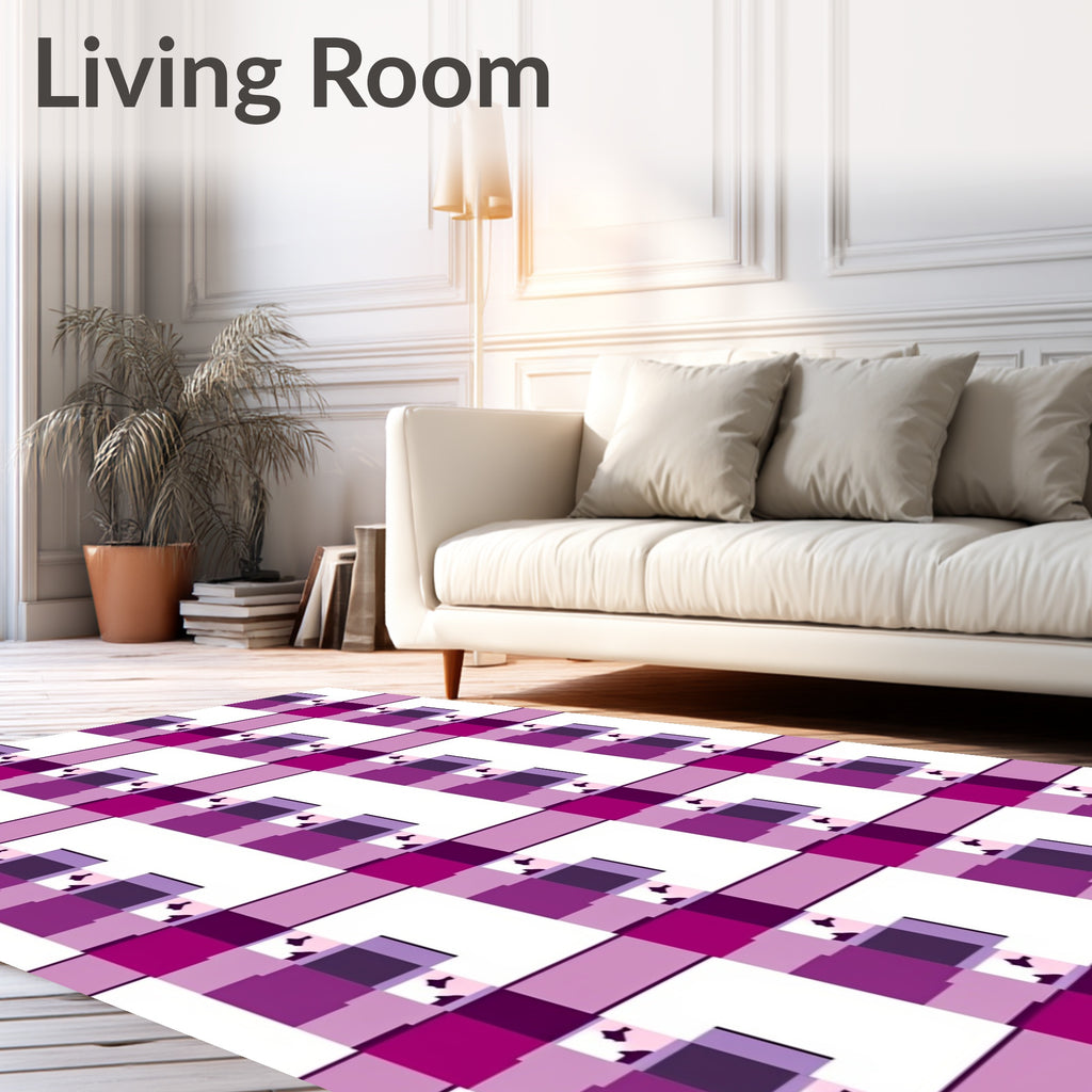 Modern Plaid Purple Geometric Pattern Design Rug