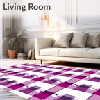 Modern Plaid Purple Geometric Pattern Design Rug