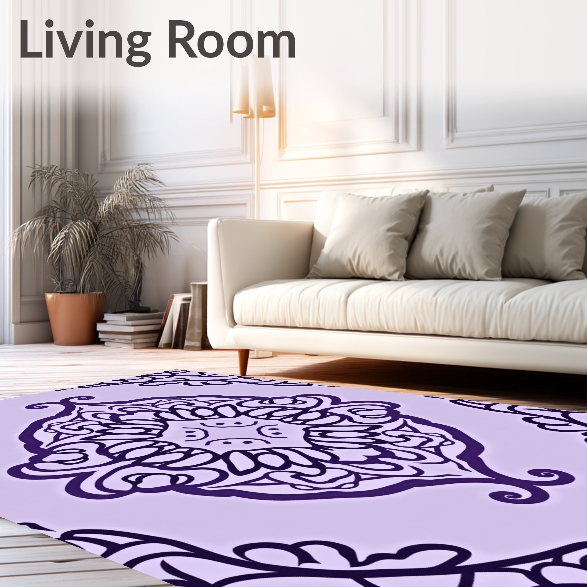Ornate Paisley Purple Mandala Design Rug