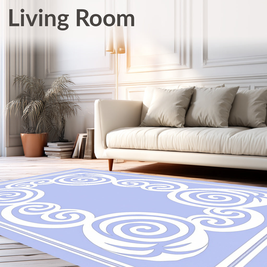 Scrolling Curves Lace Inspired Design Rug