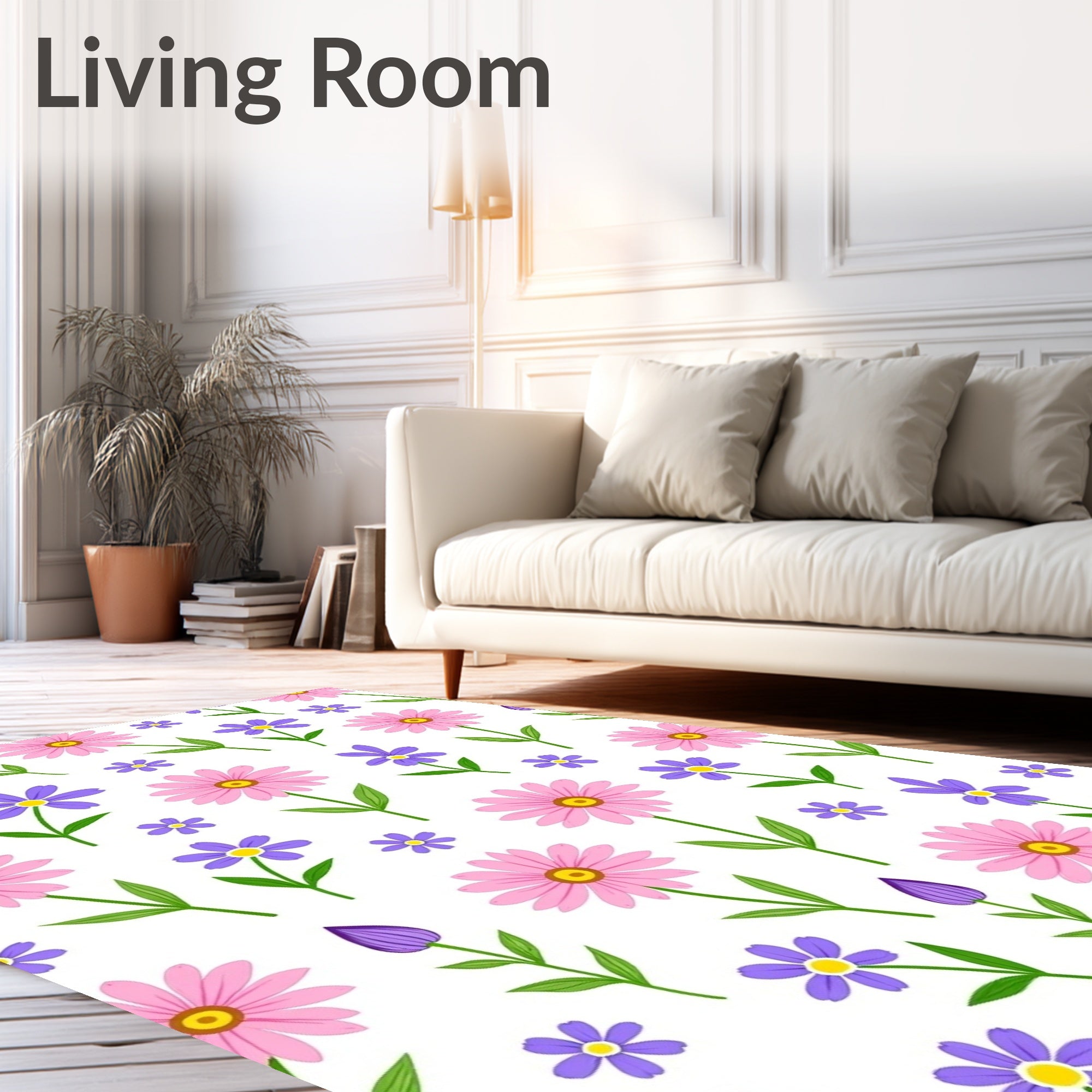 Pink And Purple Flower Pattern Rug