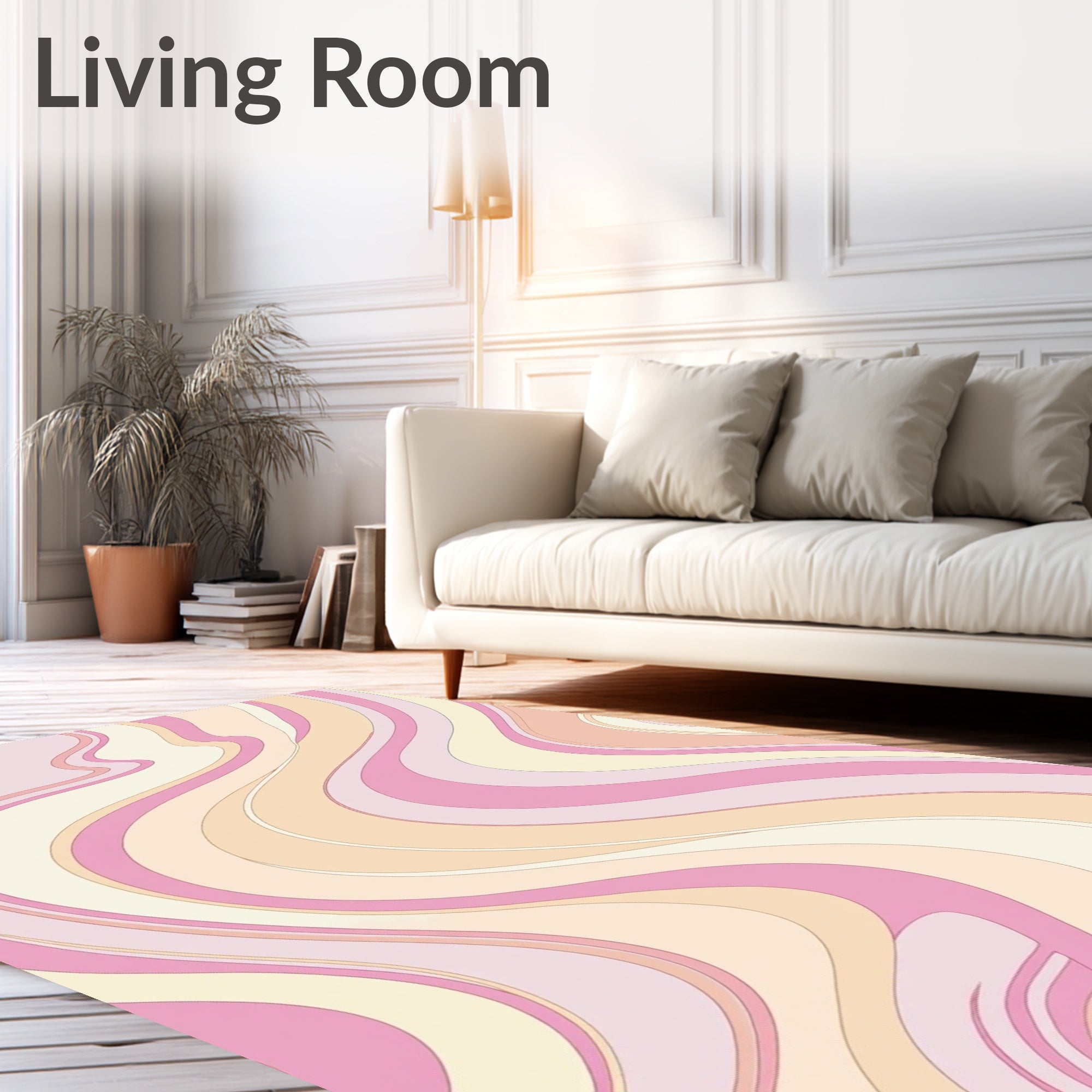 Retro Swirl Pastel Wave Pattern Rug