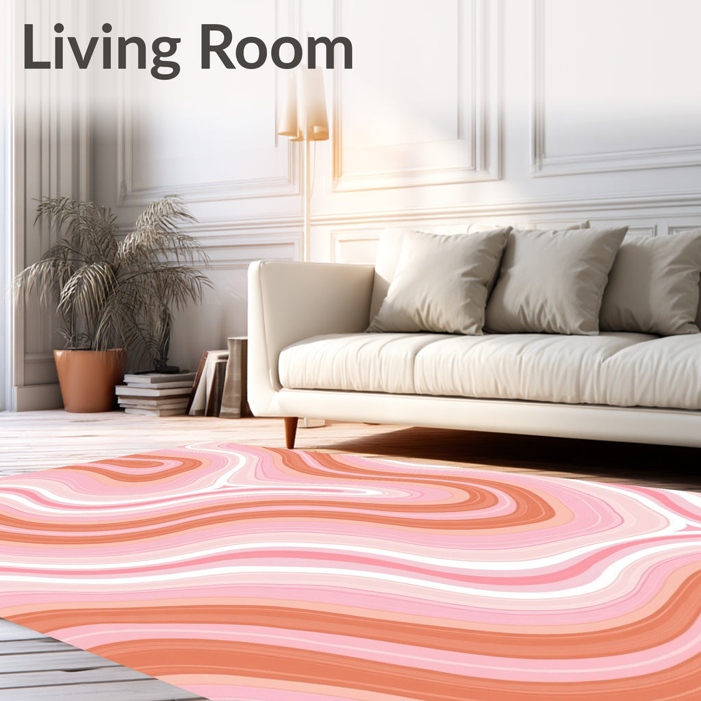 Abstract Swirling Pastel Lines Rug