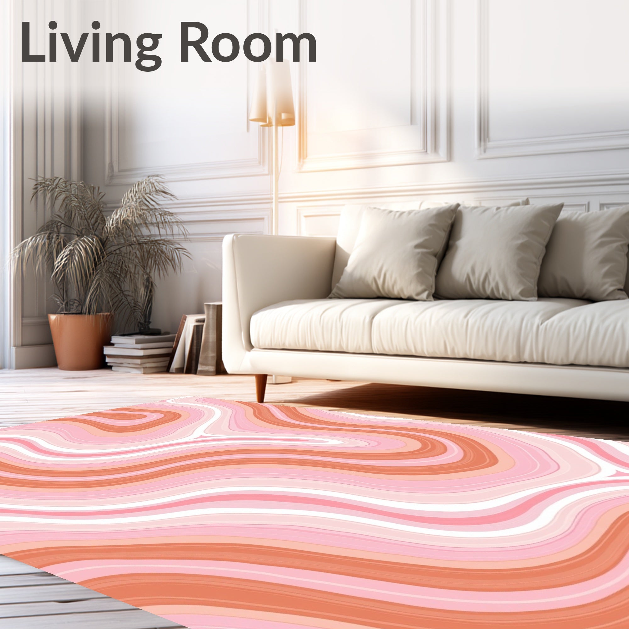 Abstract Swirling Pastel Lines Rug