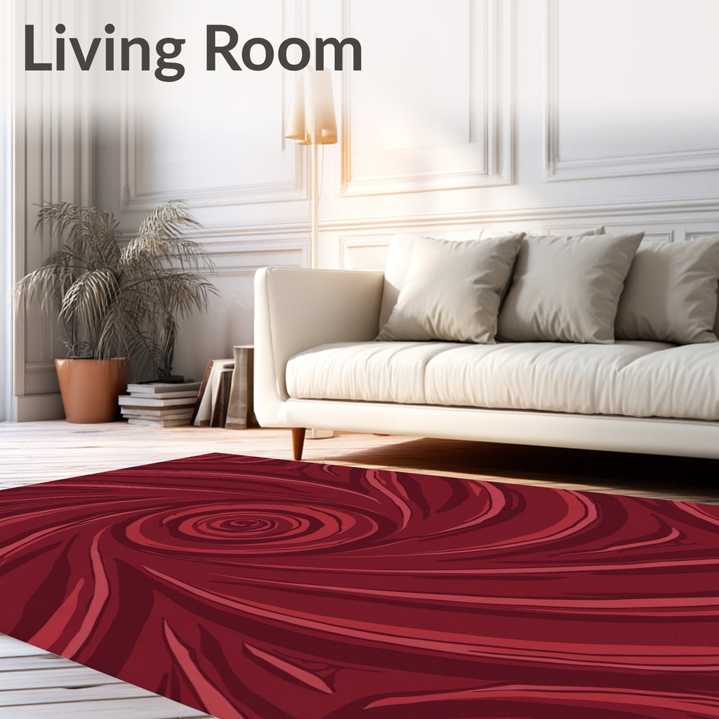 Burgundy Swirl Art Nouveau Design Rug