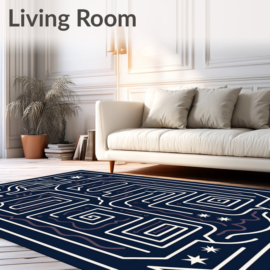 Celestial Geometric Maze Pattern Design Rug