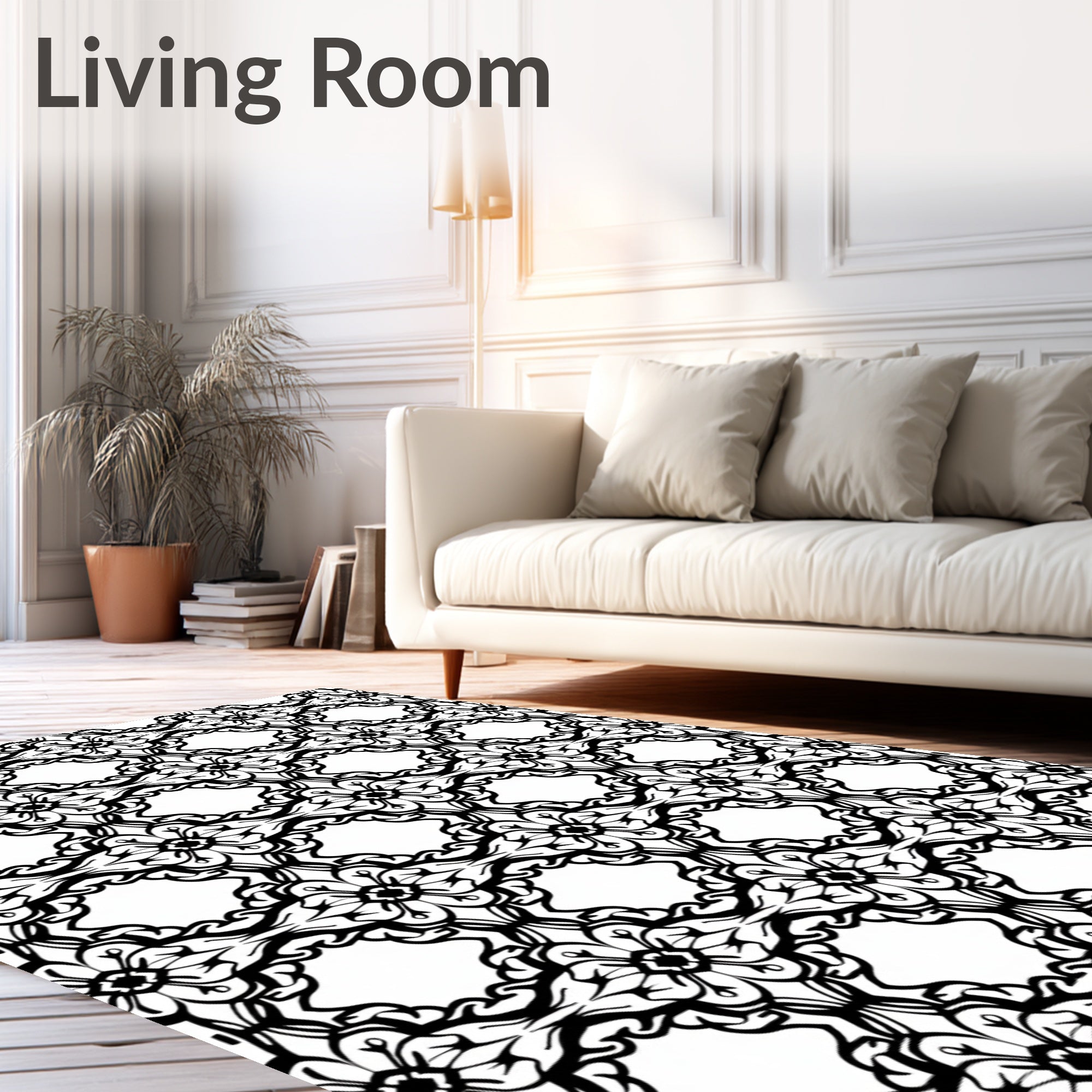 Ornate Scroll Work Lace Pattern Rug