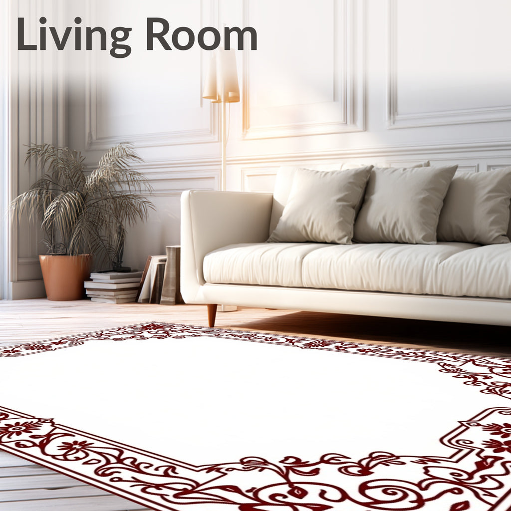 Elegant Floral Scrollwork Frame Design Rug