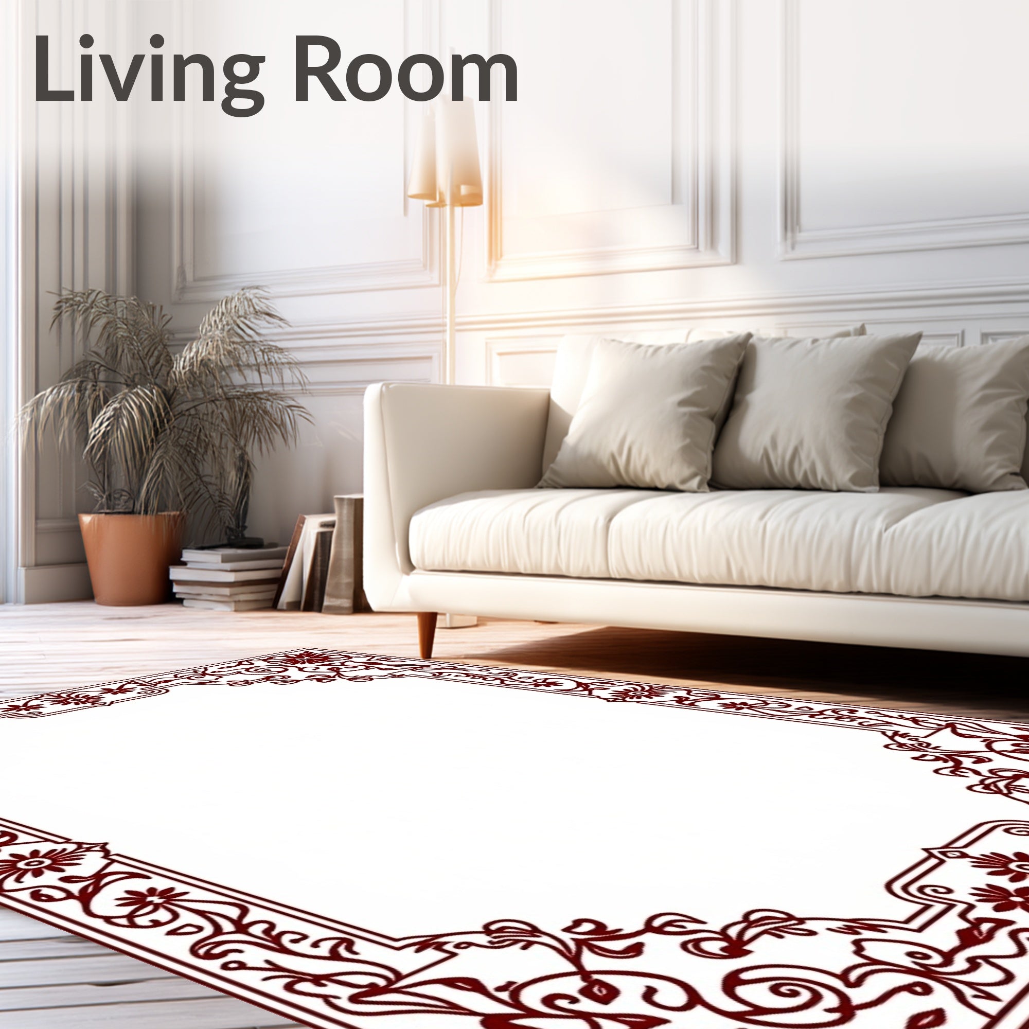 Elegant Floral Scrollwork Frame Design Rug